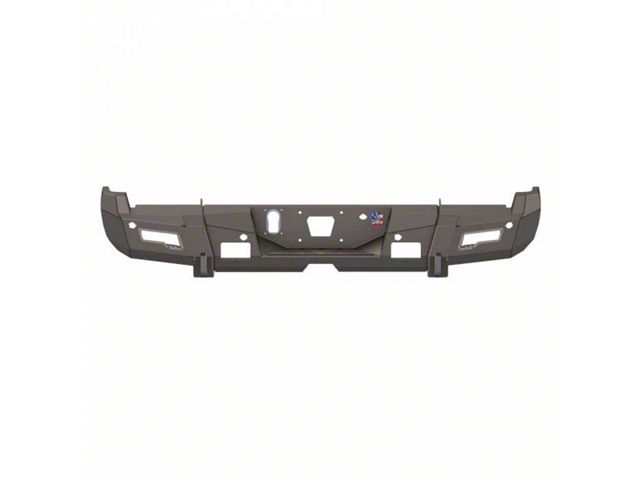 Road Armor iDentity Beauty Ring Rear Bumper with Shackle End Pods and Accent Lights; Raw Steel (17-22 F-350 Super Duty)