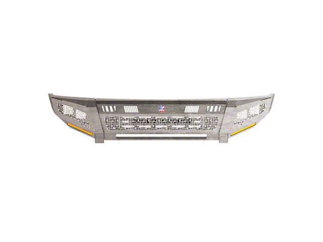Road Armor iDentity iD Mesh Front Bumper with Smooth Center Section, Standard End Pods, X2 Cube Light Pods and Accent Lights; Raw Steel (11-16 F-350 Super Duty)