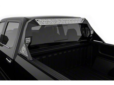 Road Armor iDentity id Mesh Headache Rack with Bedrail Pods and Standard 40-Inch Center Light Pod; Raw Steel (11-25 F-350 Super Duty)