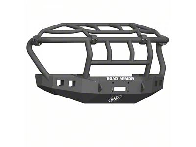 Road Armor Stealth Winch Front Bumper with Intimidator Guard; Wide Flare; Textured Black (17-22 F-350 Super Duty)