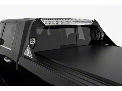 Road Armor iDentity Hyve Mesh Headache Rack with Bedrail Pods and Standard 40-Inch Center Light Pod; Raw Steel (09-18 RAM 1500 w/o RAM Box)