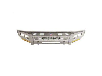 Road Armor iDentity Beauty Ring Front Bumper with Shackle Center Section, Standard End Pods, X2 Cube Light Pods and Accent Lights; Raw Steel (16-18 RAM 2500)