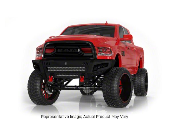 Road Armor iDentity Beauty Ring Front Bumper with WIDE End Pods and Triple Cube Light Pods; Raw Steel (19-24 RAM 2500)