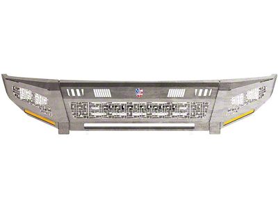 Road Armor iDentity iD Mesh Front Bumper with Smooth Center Section, Standard End Pods, X2 Cube Light Pods and Accent Lights; Raw Steel (16-18 RAM 2500)