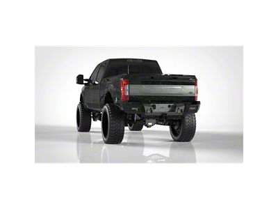 Road Armor iDentity iD Mesh Rear Bumper with Non-Shackle End Pods and Accent Lights; Raw Steel (19-24 RAM 2500)