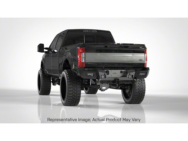 Road Armor iDentity iD Mesh Rear Bumper with Shackle End Pods and Accent Lights; Raw Steel (19-24 RAM 2500)