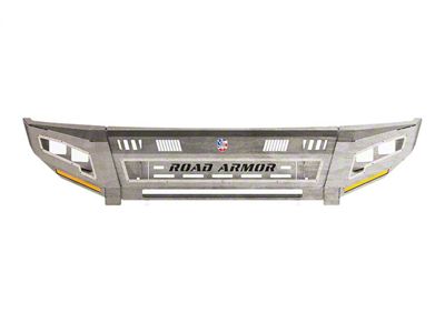 Road Armor iDentity Beauty Ring Front Bumper with Smooth Center Section, Standard End Pods, X2 Cube Light Pods and Accent Lights; Raw Steel (10-18 RAM 3500)