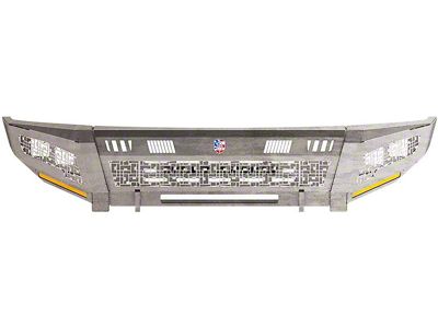 Road Armor iDentity iD Mesh Front Bumper with Shackle Center Section, Standard End Pods, X2 Cube Light Pods and Accent Lights; Raw Steel (16-18 RAM 3500)