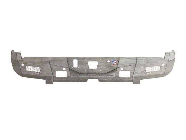 Road Armor iDentity iD Mesh Rear Bumper with Non-Shackle End Pods and Accent Lights; Raw Steel (10-18 RAM 3500)