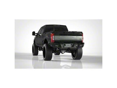 Road Armor iDentity iD Mesh Rear Bumper with Non-Shackle End Pods and Accent Lights; Raw Steel (19-24 RAM 3500)