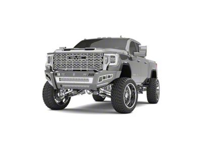 Road Armor iDentity Beauty Ring Front Bumper with Double Cube Light Pods; Raw Steel (20-23 Sierra 2500 HD)