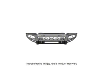 Road Armor iDentity Beauty Ring Front Bumper with Shackles, WIDE End Pods and Triple Cube Light Pods; Raw Steel (20-23 Sierra 2500 HD)