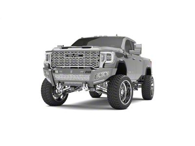 Road Armor iDentity iD Mesh Front Bumper with Shackles, Double Cube Light Pods; Raw Steel (20-23 Sierra 2500 HD)