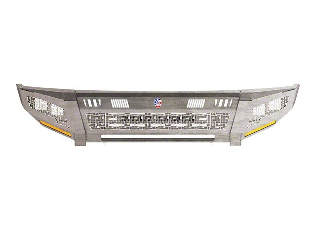 Road Armor iDentity iD Mesh Front Bumper with Smooth Center Section, Standard End Pods, X2 Cube Light Pods and Accent Lights; Raw Steel (15-19 Sierra 2500 HD)