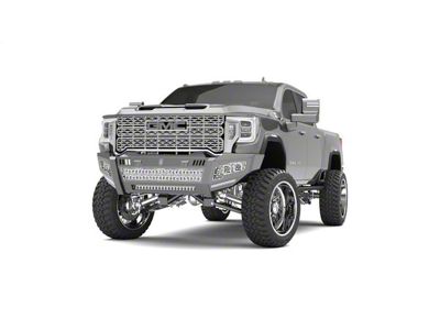 Road Armor iDentity iD Mesh Front Bumper with Double Cube Light Pods; Raw Steel (20-23 Sierra 2500 HD)