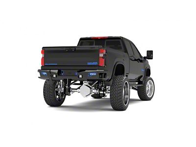 Road Armor iDentity Hyve Mesh Rear Bumper with Non-Shackle End Pods, Dual Pod and Single Row Light Bar Pods; Raw Steel (20-25 Sierra 2500 HD)
