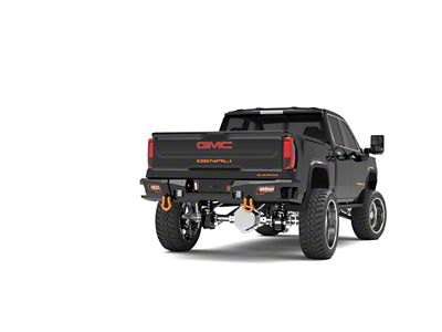 Road Armor iDentity Hyve Mesh Rear Bumper with Shackle End Pods, Dual Pod and Single Row Light Bar Pods; Raw Steel (20-25 Sierra 2500 HD)