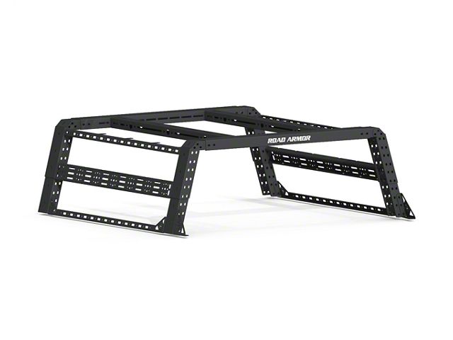 Road Armor TRECK Overland Adjustable Bed Rack System; Textured Black (07-24 Sierra 2500 HD w/ 6.50-Foot & 6.90-Foot Standard Box)