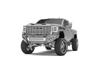 Road Armor iDentity Beauty Ring Front Bumper with Double Cube Light Pods; Raw Steel (20-23 Sierra 3500 HD)