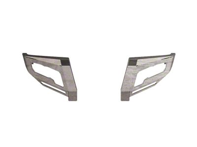 Road Armor iDentity Front Bumper Standard End Pods; Raw Steel (15-19 Sierra 3500 HD)