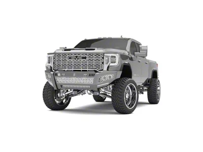 Road Armor iDentity iD Mesh Front Bumper with Double Cube Light Pods; Raw Steel (20-23 Sierra 3500 HD)