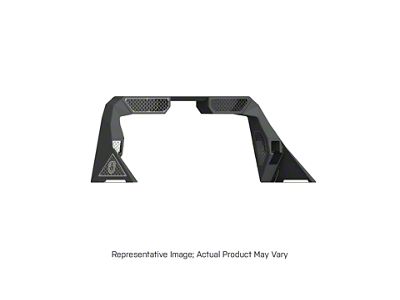 Road Armor iDentity Headache Rack with Bedrail Pods and Double Cube Light Pods; Raw Steel (14-18 Silverado 1500)