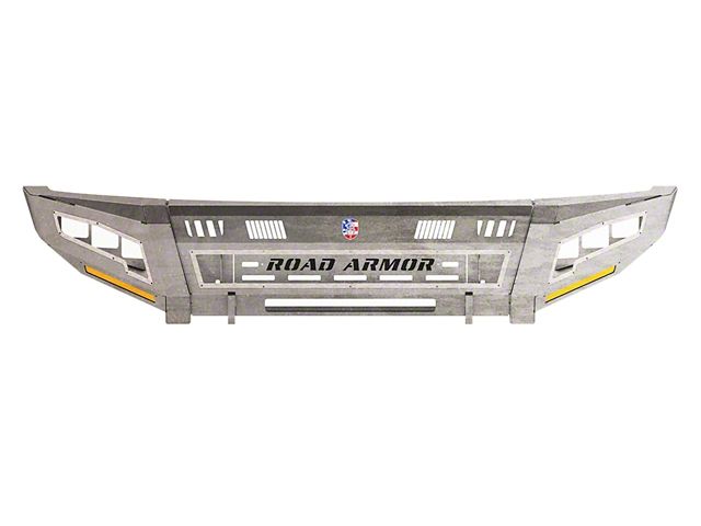 Road Armor iDentity Beauty Ring Front Bumper with Shackle Center Section, WIDE End Pods, X3 Cube Light Pods and Accent Lights; Raw Steel (15-19 Silverado 2500 HD)