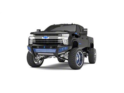 Road Armor iDentity iD Mesh Front Bumper with Double Cube Light Pods; Raw Steel (20-23 Silverado 2500 HD)