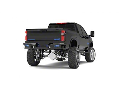 Road Armor iDentity Hyve Mesh Rear Bumper with Non-Shackle End Pods, Dual Pod and Single Row Light Bar Pods; Raw Steel (20-24 Silverado 2500 HD)