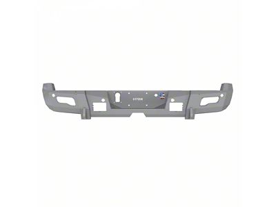 Road Armor iDentity Beauty Ring Rear Bumper with Shackle End Pods and Accent Lights; Raw Steel (15-19 Silverado 3500 HD)
