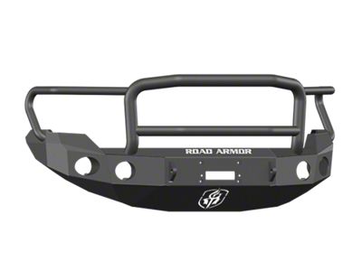 Road Armor Stealth Winch Front Bumper with Lonestar Guard and Round Light Mounts; Satin Black (09-14 F-150, Excluding EcoBoost & Raptor)