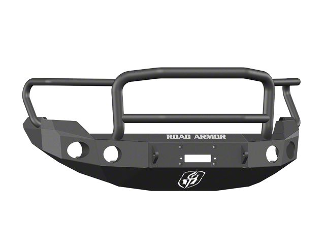Road Armor Stealth Winch Front Bumper with Lonestar Guard and Round Light Mounts; Satin Black (09-14 F-150, Excluding EcoBoost & Raptor)