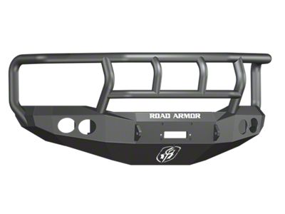 Road Armor Stealth Winch Front Bumper with Titan II Guard and Round Light Mounts; Satin Black (06-08 RAM 1500)