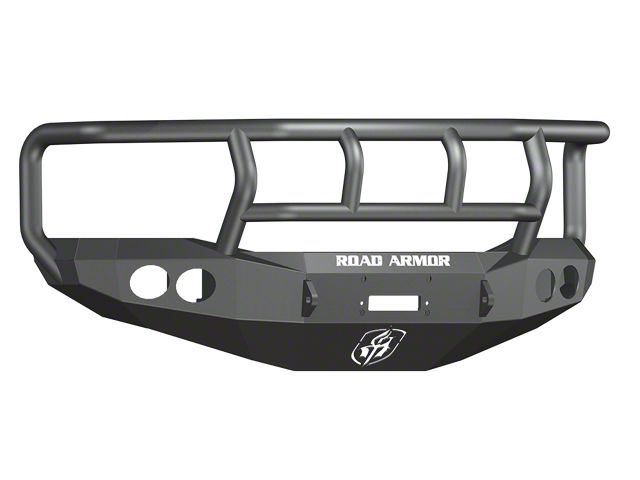 Road Armor Stealth Winch Front Bumper with Titan II Guard and Round Light Mounts; Satin Black (06-08 RAM 1500)