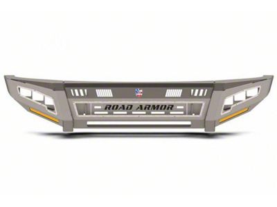 Road Armor iDentity Beauty Ring Front Bumper with Smooth Center Section, WIDE End Pods, X3 Cube Light Pods and Accent Lights; Raw Steel (17-22 F-250 Super Duty)