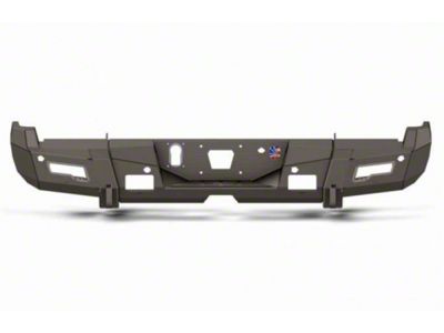 Road Armor iDentity Beauty Ring Rear Bumper with Shackle End Pods and Accent Lights; Raw Steel (11-16 F-250 Super Duty)