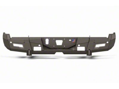 Road Armor iDentity Beauty Ring Rear Bumper with Shackle End Pods and Accent Lights; Raw Steel (11-16 F-250 Super Duty)