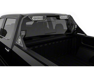 Road Armor iDentity Hyve Mesh Headache Rack with Bedrail Pods and Dual 10-Inch Center Light Pod with Third Brake Light Relief; Raw Steel (11-25 F-250 Super Duty)