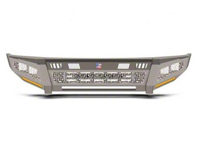 Road Armor iDentity iD Mesh Front Bumper with Smooth Center Section, Standard End Pods, X2 Cube Light Pods and Accent Lights; Raw Steel (17-22 F-250 Super Duty)