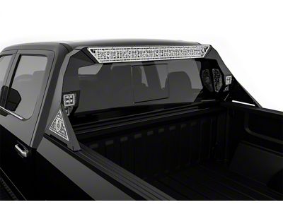 Road Armor iDentity id Mesh Headache Rack with Bedrail Pods and Standard 40-Inch Center Light Pod; Raw Steel (11-24 F-250 Super Duty)