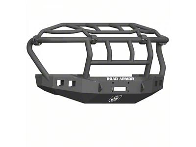Road Armor Stealth Winch Front Bumper with Intimidator Guard; Wide Flare; Textured Black (17-22 F-250 Super Duty)