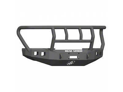 Road Armor Stealth Winch Front Bumper with Titan II Guard; Standard Flare; Textured Black (17-22 F-250 Super Duty)