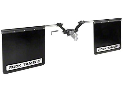 Rock Tamers 3-Inch Hub Mudflap System; Matte Black/Stainless Steel Trim Plates (Universal; Some Adaptation May Be Required)