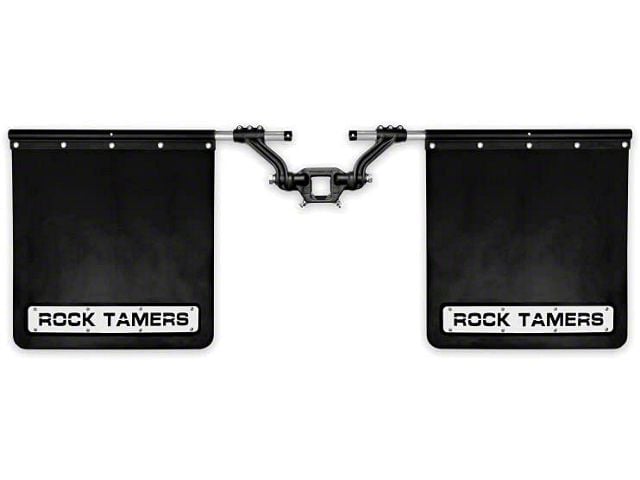 Rock Tamers 2-Inch Hub Mudflap System; Matte Black/Stainless Steel Trim Plates (Universal; Some Adaptation May Be Required)