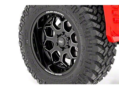 Rough Country 96 Series Gloss Black Milled 8-Lug Wheel; 20x10; -19mm Offset (01-06 Silverado 3500 HD SRW)