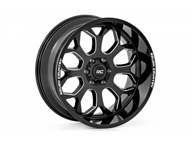 Rough Country 96 Series Gloss Black Milled 8-Lug Wheel; 22x10; -19mm Offset (03-09 RAM 2500)