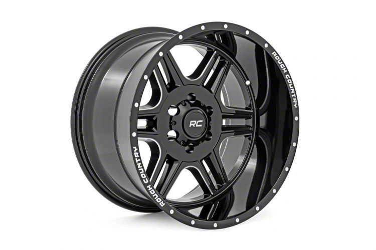 Rough Country 92 Series Gloss Black Machined 6-Lug Wheel; 20×12; -44mm Offset (04-08 F-150)