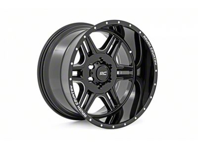 Rough Country 92 Series Gloss Black Machined 6-Lug Wheel; 22x12; -44mm Offset (07-13 Sierra 1500)
