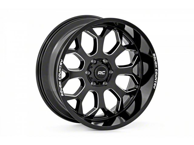 Rough Country 96 Series Gloss Black Milled 6-Lug Wheel; 20x10; -19mm Offset (09-14 F-150)
