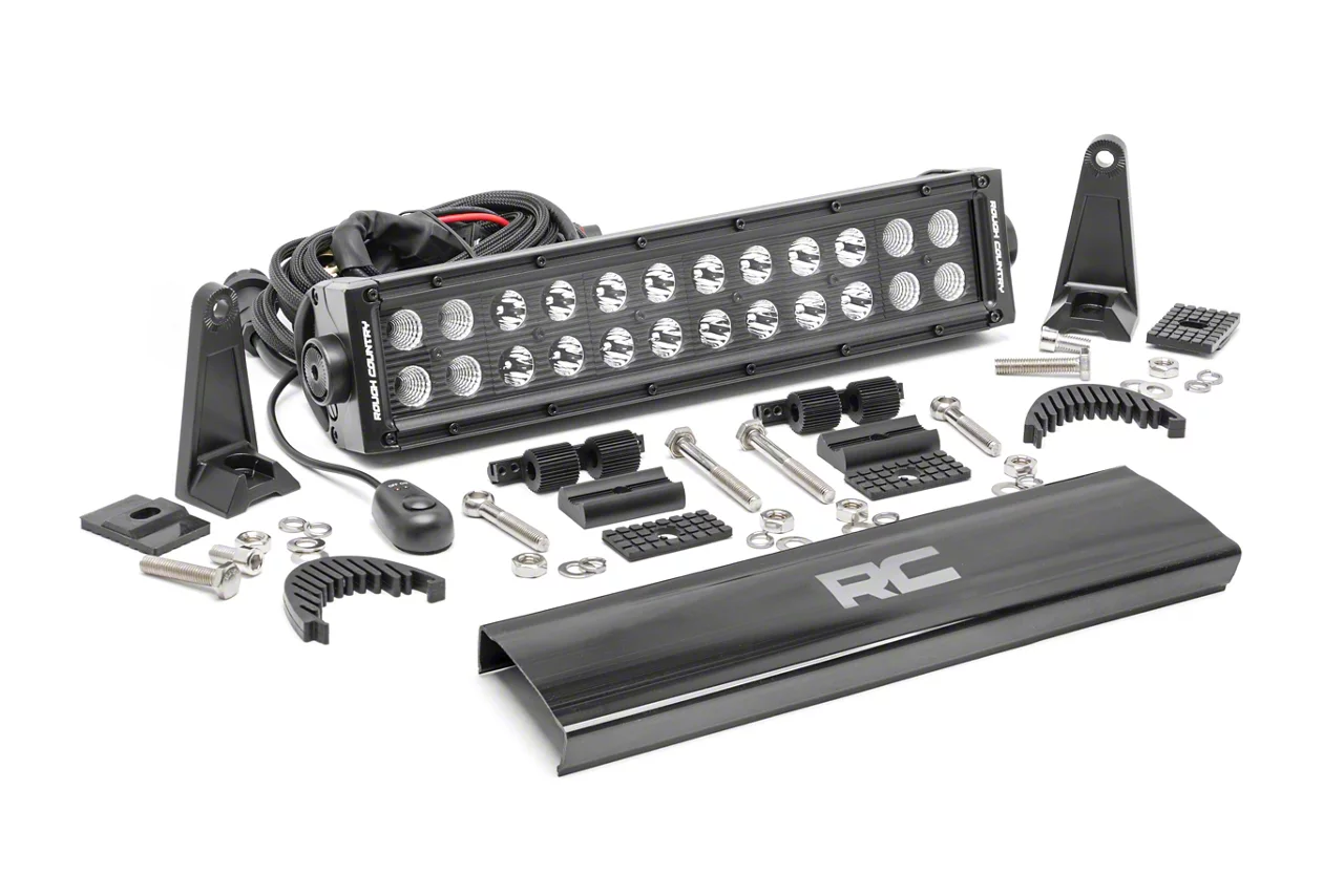 Rough Country 12-Inch Black Series Dual Row LED Light Bar; Flood/Spot Combo Beam (Universal; Some Adaptation May Be Required)